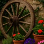 wagenrad deko garten