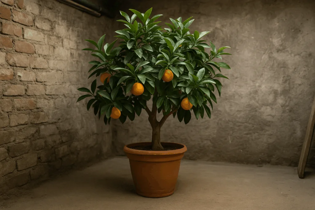 Orangenbaum überwintern - Tipps für Standort, Temperatur & Pflege Orangenbaum im Keller überwintern mit Licht und konstanter Temperatur