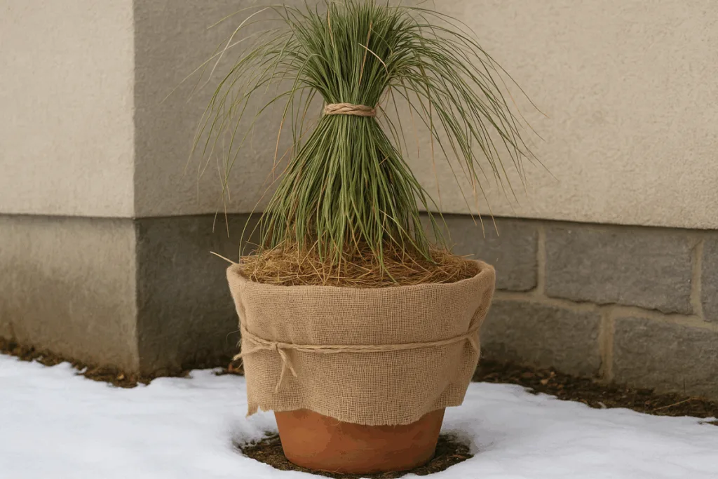 Pampasgras im Topf überwintern – Kübelpflanze mit Jute und Frostschutz im Winter