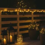 Terrasse weihnachtlich beleuchten mit Lichterketten, Laternen und warmem LED-Licht