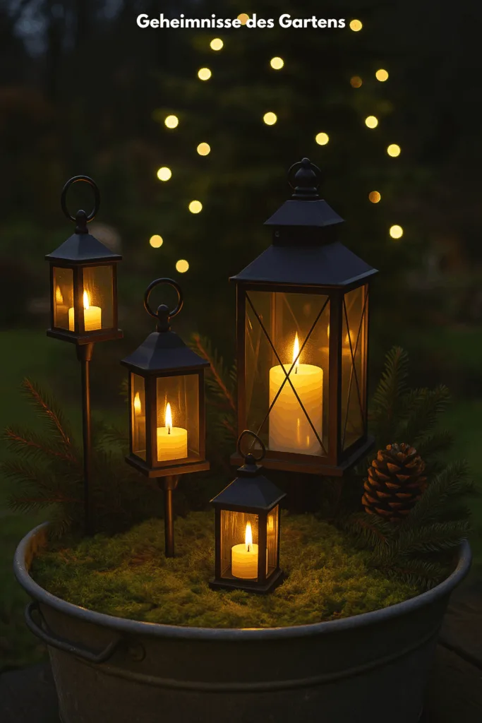 Zinkwannen Deko zu Weihnachten - 3 schöne Ideen für deinen Garten Zinkwanne Deko Garten Weihnachten mit Laternen, Moos und Lichtern