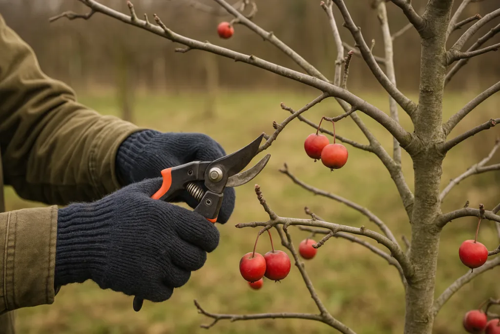 Diese 5 Gehölze solltest du im Dezember unbedingt schneiden (mit Video) Gärtner schneidet im Dezember Zierapfelbaum für gesunde Triebe und Blüten