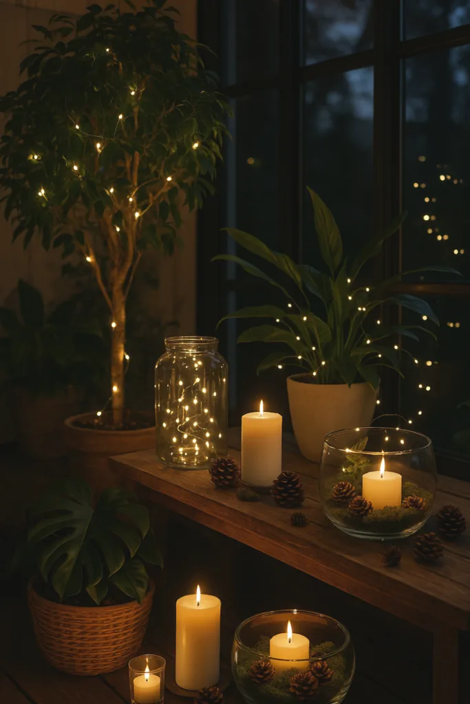 Silvesterdeko für den Wintergarten - 5 Ideen für eine unvergessliche Party Wintergarten mit Pflanzen, Kerzen und Lichterketten als festliche Silvesterdeko