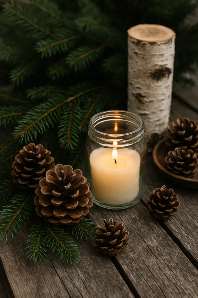 Silvesterdeko im Schrebergarten - 5 erlaubte Ideen für deine Party Silvesterdeko im Schrebergarten mit Naturmaterialien wie Tannenzweigen, Zapfen und Kerzen in winterlicher Stimmung