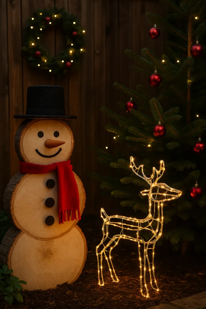 Diese 4 Fehler machen viele bei der Weihnachtsdeko im Garten Natürliche Weihnachtsdeko im Garten mit Holzschneemann, Lichterhirsch und Tannenschmuck