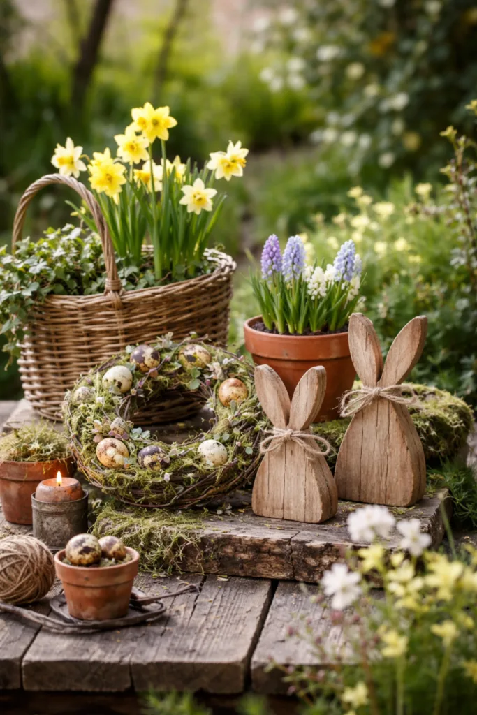Holz- und Moosdeko im Garten – natürliche Frühlingsdeko Trends 2026