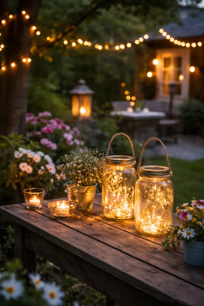 Frühlingsdeko selber machen – 5 kreative Ideen für deinen Garten Lichter im Garten mit Einmachgläsern und Blumen – Frühlingsdeko selber machen