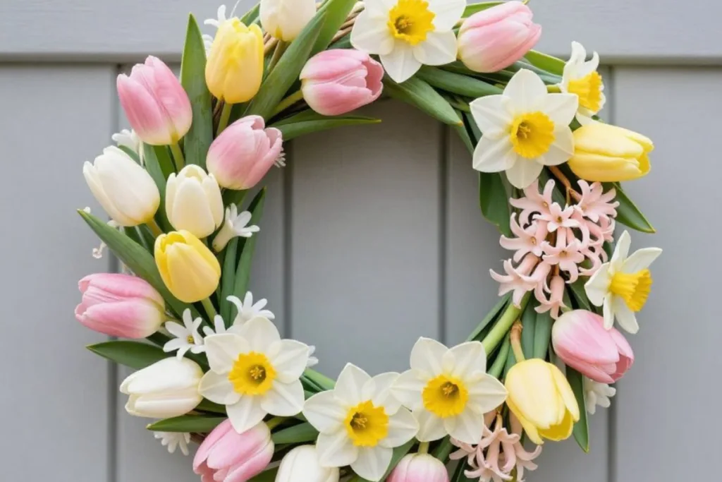 Osterdeko für das Gartentor: So wird dein Eingang zum Blickfang Osterdeko für das Gartentor mit Tulpen und Narzissen als Frühlingskranz