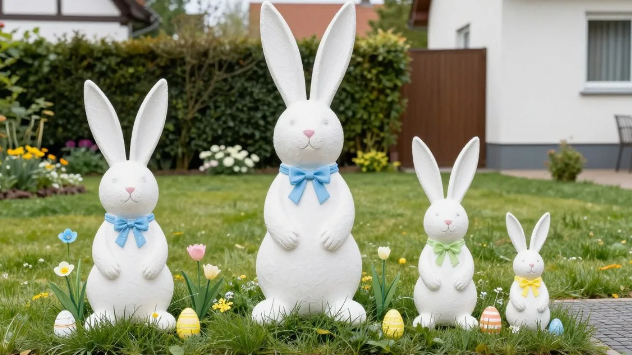 Proportional abgestimmte Osterdeko im Vorgarten