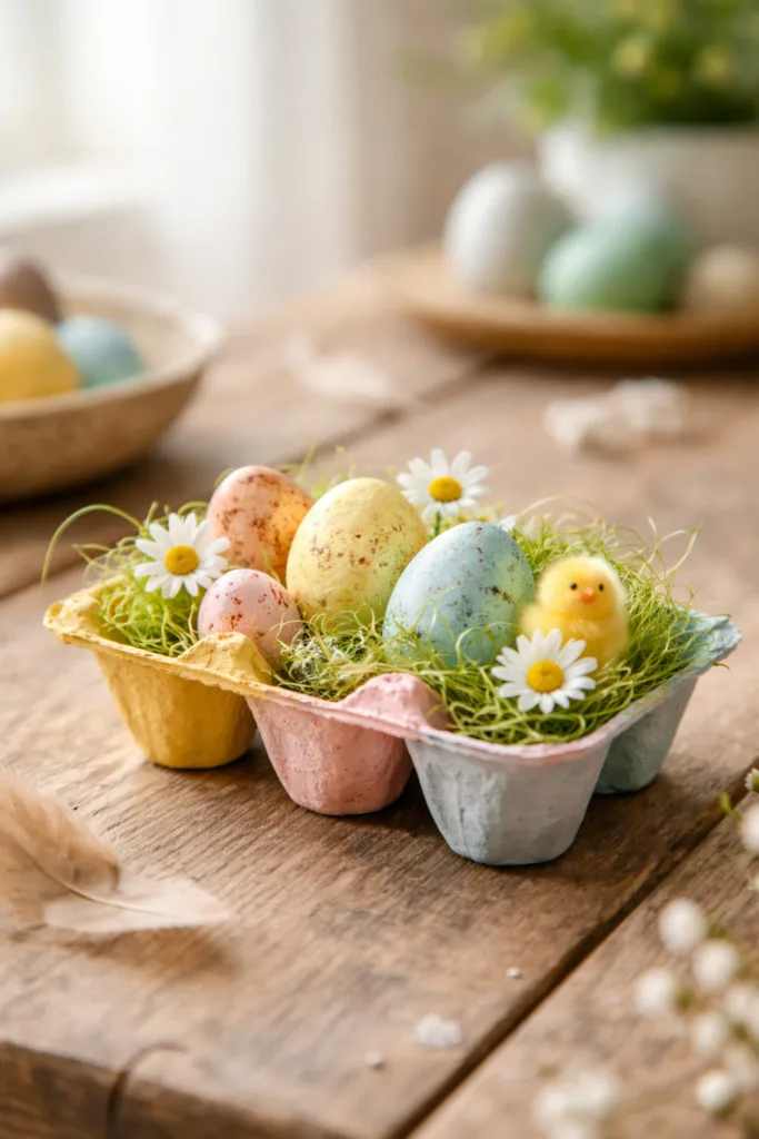 5 einfache Osternest-Bastelideen für Kinder ohne großen Aufwand Osternest aus Eierkarton kreativ basteln für Kinder mit bunten Eiern und Frühlingsdeko