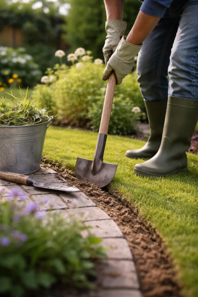 Gartenarbeiten im März - Diese 5 Aufgaben solltest du jetzt erledigen Rasenkante sauber abstechen, Strukturen reinigen und Kanten im Garten neu definieren