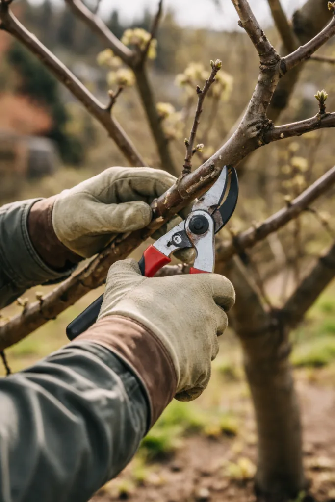 Diese 5 Gehölze solltest du jetzt im März unbedingt schneiden Obstbaum im März schneiden mit Gartenschere – klassischer Frühjahrsschnitt für gesunde Obstbäume im Garten