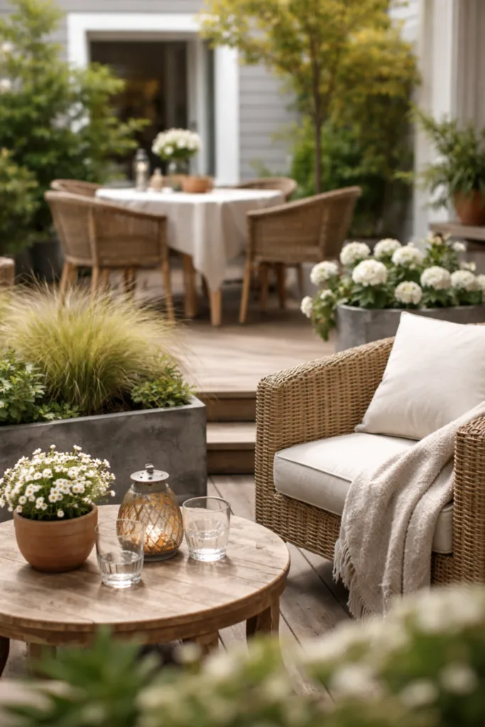 Terrassengestaltung im Frühling – 5 Ideen, die wirklich funktionieren Terrassengestaltung im Frühling mit klaren Zonen, Lounge und Essbereich harmonisch kombiniert