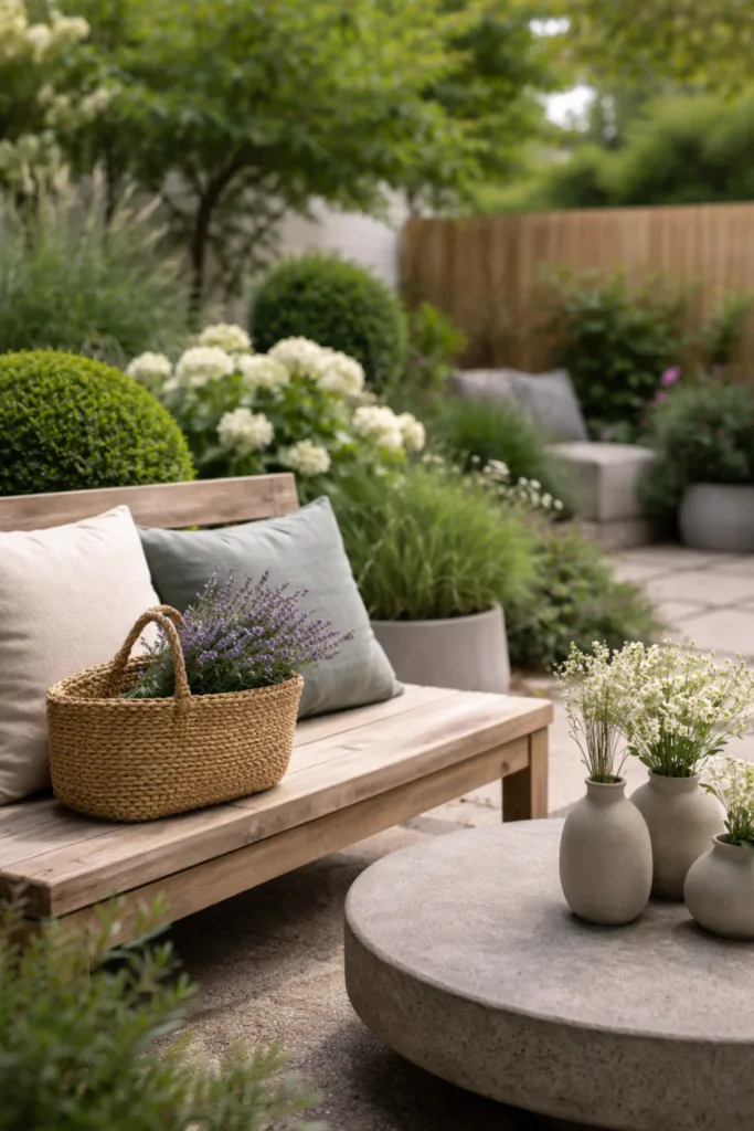 Trendfarben Garten 2026 im April mit natürlichem Farbkonzept und harmonischer Gartengestaltung