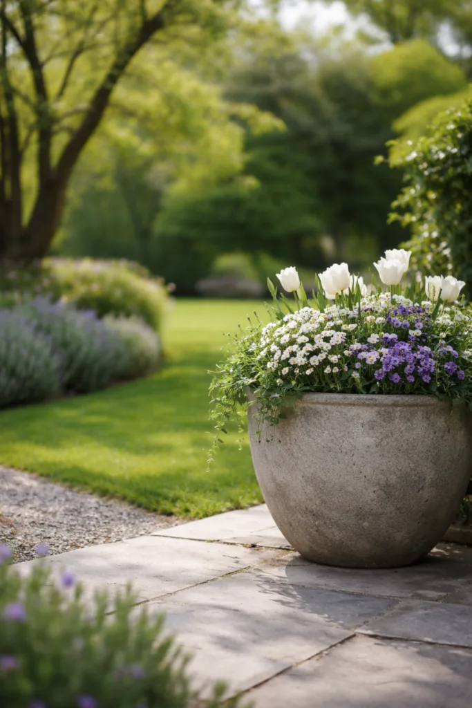 Gartendeko im April: Diese 5 Fehler passieren fast jedem Gartendeko im April falsch platziert am Wegübergang im Garten mit großem Pflanzkübel