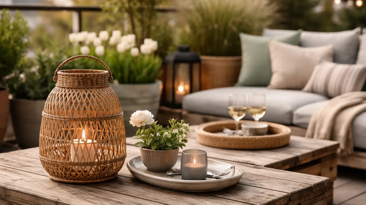 So wird deine Dachterrasse im April gemütlich – 5 einfache Deko-Ideen Deko Dachterrasse April mit Pflanzen, Laterne, Holz und gemütlicher Sitzecke im Frühling