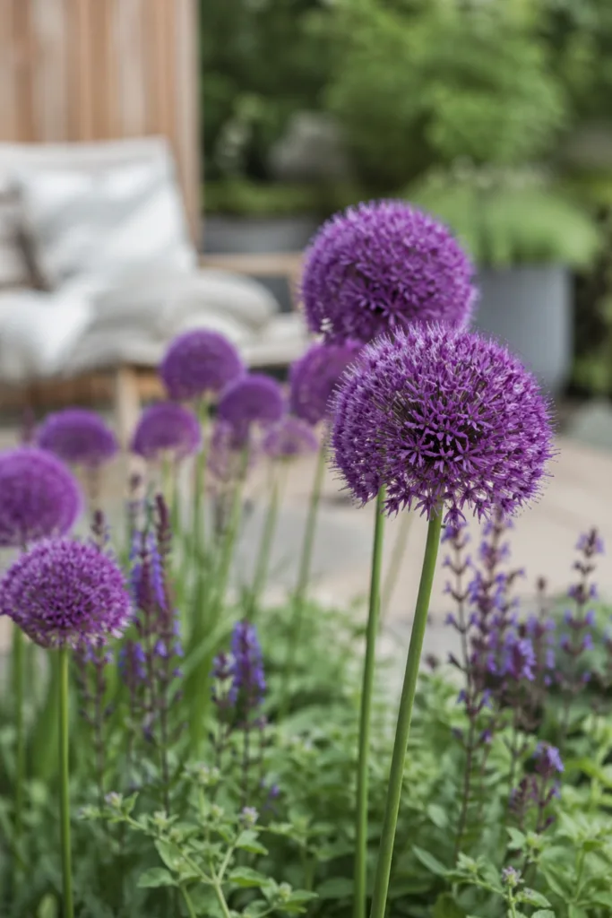 Zierlauch im Gartenbeet sorgt im Mai für Struktur und Höhe zwischen Stauden