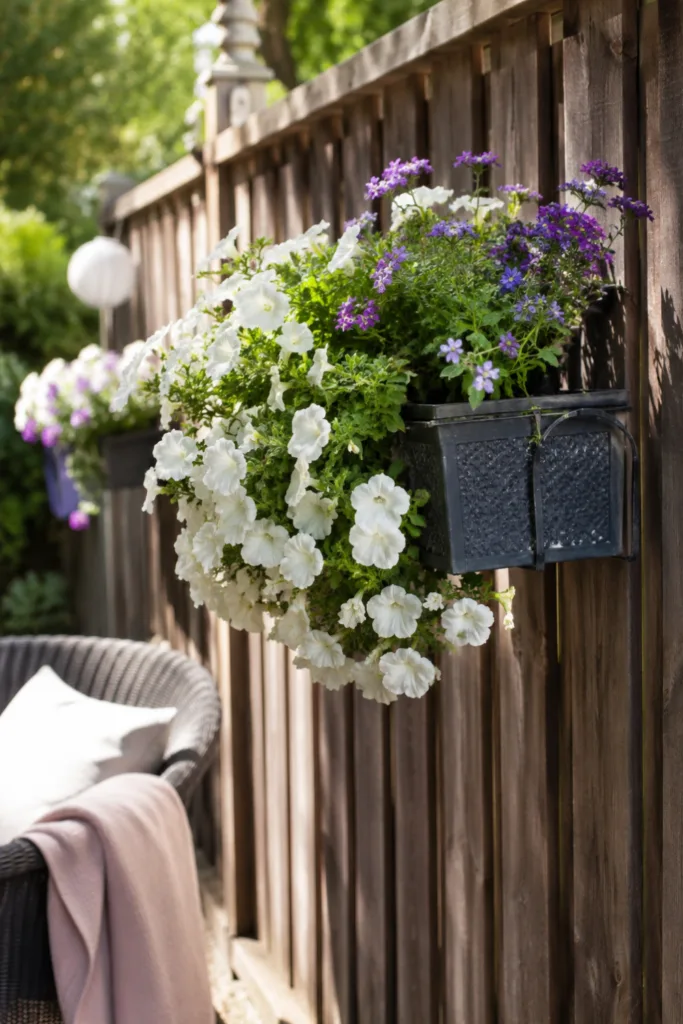 Sommerdeko für den Gartenzaun – 5 einfache Ideen für den Juli Gartenzaun Deko im Juli mit blühenden Pflanzkästen und Sommerblumen am Holzzaun.