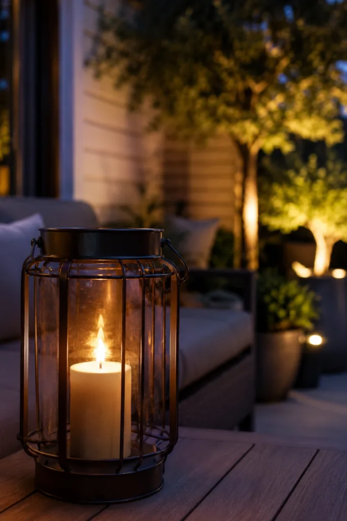 Sommerdeko für die Terrasse – 5 Ideen für gemütliche Sommerabende Sommerdeko für deine Terrasse mit Laterne, warmem Licht und gemütlicher Abendstimmung im Außenbereich.